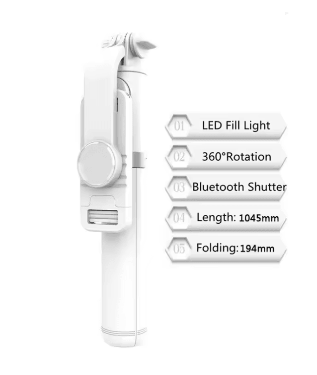 Bluetooth Selfie Stick Tripod with LED Fill Light and Wireless Remote