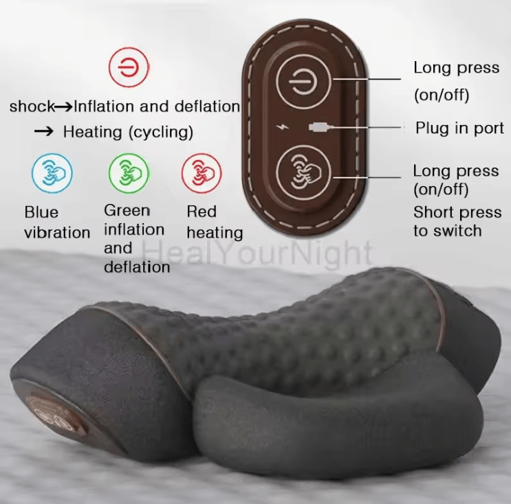 Electric Neck Massage Pillow with Heating and Vibration for Cervical and Spine Support