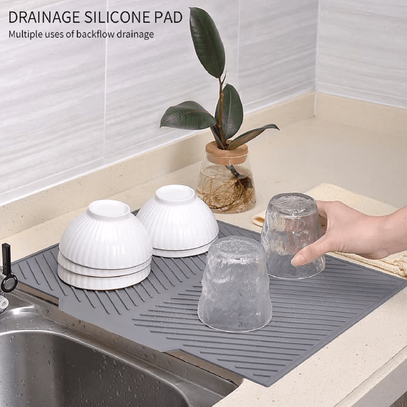Silicone Drain Mat for Bar Sink and Kitchen Utensils | Inspire Uplift