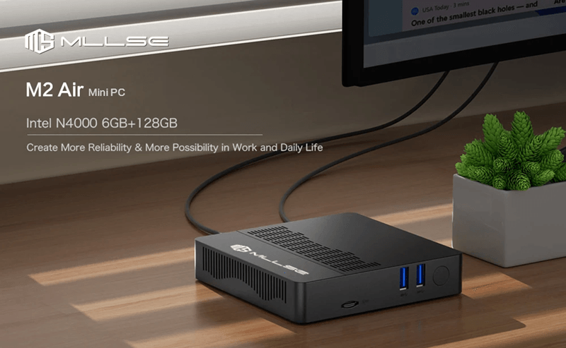 MLLSE M2 Air Mini PC Windows 11 Intel Celeron N4000 6GB 128GB Dual Band WiFi Portable Mini Computer