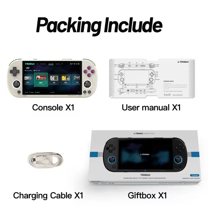 Trimui Smart Pro Handheld Game Console with 4.96 Inch IPS Screen and RGB Lighting