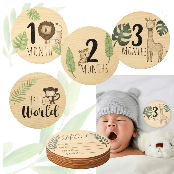 Wooden Baby Monthly Milestone Cards Newborn Photography Prop | Inspire ...