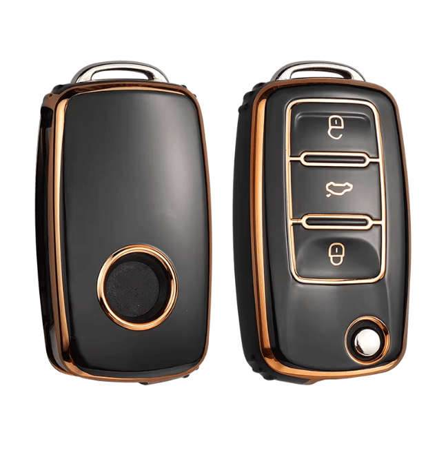 LuxGuard Leather TPU Car Key Case Full Cover for Volkswagen Keys