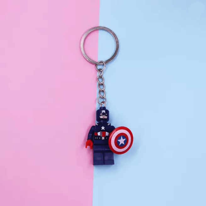 HeroBuild Anime Building Blocks Keychain Spider Man and Iron Man Figure Pendant