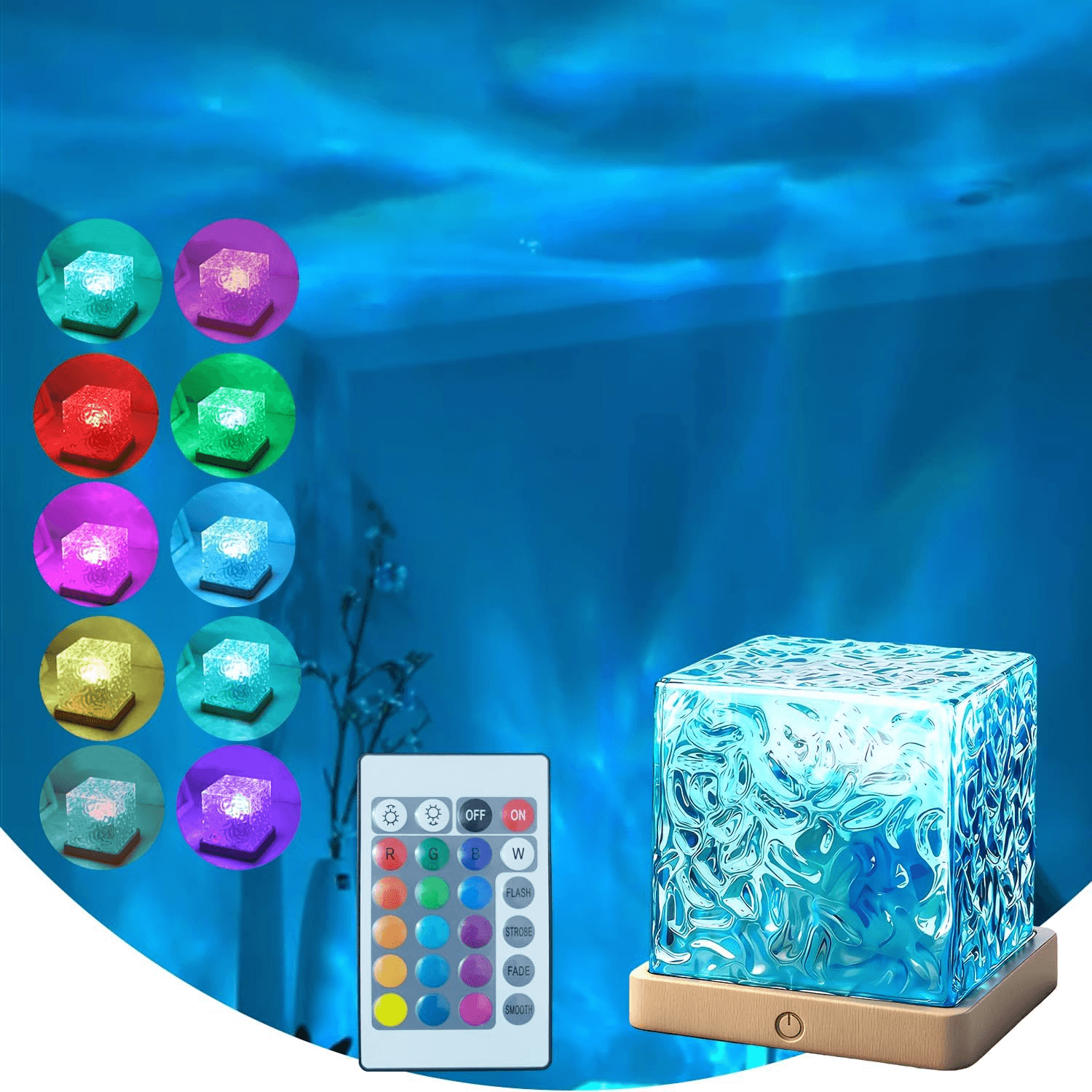 Ocean Water Projector Light With Flame & Wave Effects For Relaxation & Sleep Nightlight, Bedroom Mood Decor
