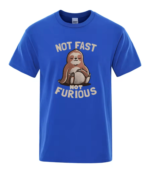 Not Fast Not Furious Sloth Oversized Cotton Streetwear T Shirt