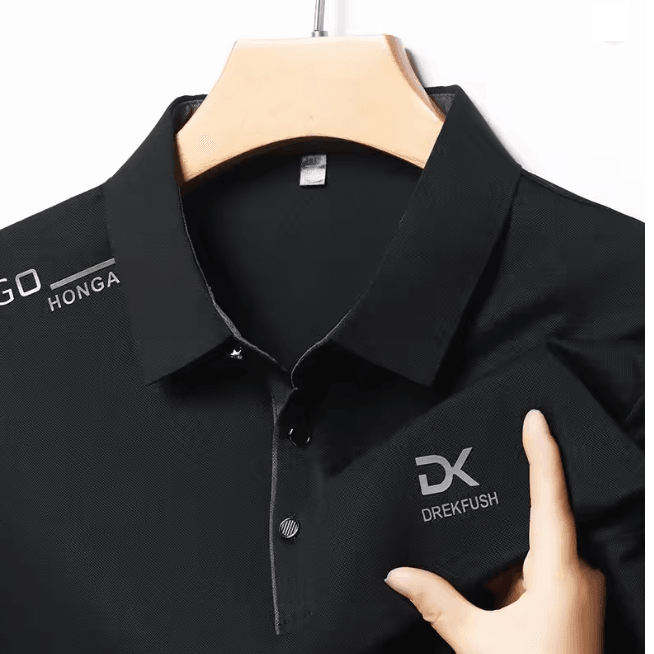 Mens Business Casual Polo Shirt Short Sleeve Breathable Top
