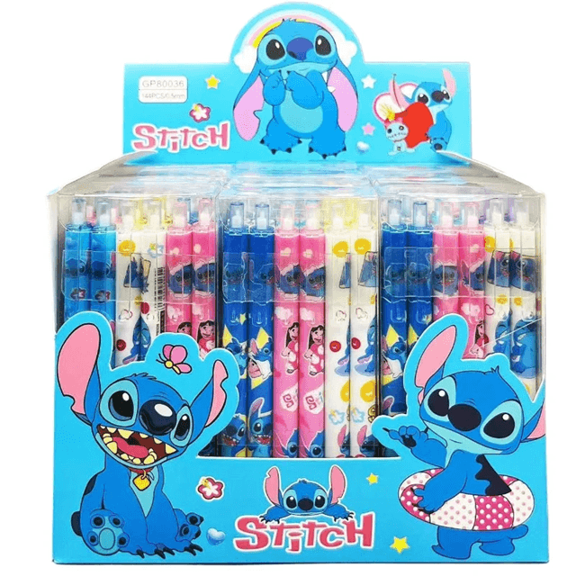 Cartoon Stitch Gel Pen Set Cute Black Ink Writing Pens 12 Pack