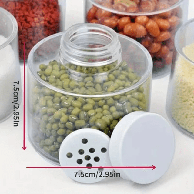 6 Piece Spice Jar Set with Transparent Shakers and Compact Spice Rack