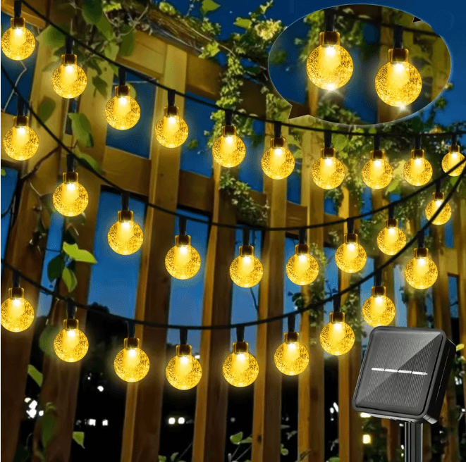 Solar Crystal Ball String Lights Waterproof Outdoor Decorative LED Lights