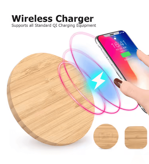 Bamboo Wireless Charger Fast Charging Pad 15W Qi Compatible | Inspire ...