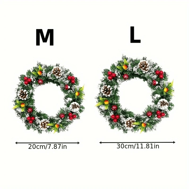 Classic Christmas Wreath with Red Berries and Mushrooms
