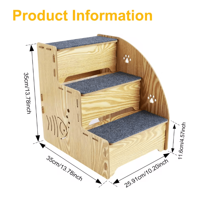 Anti Slip Dog Stairs for Small Dogs and Cats 3 Tier Pet Steps