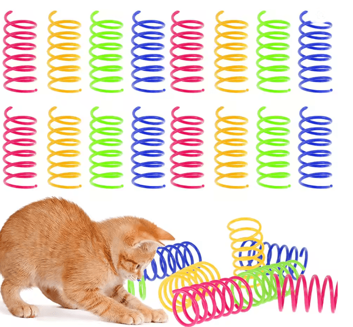 Colorful Cat Spring Toys Interactive Coil Play Set 16 Pieces