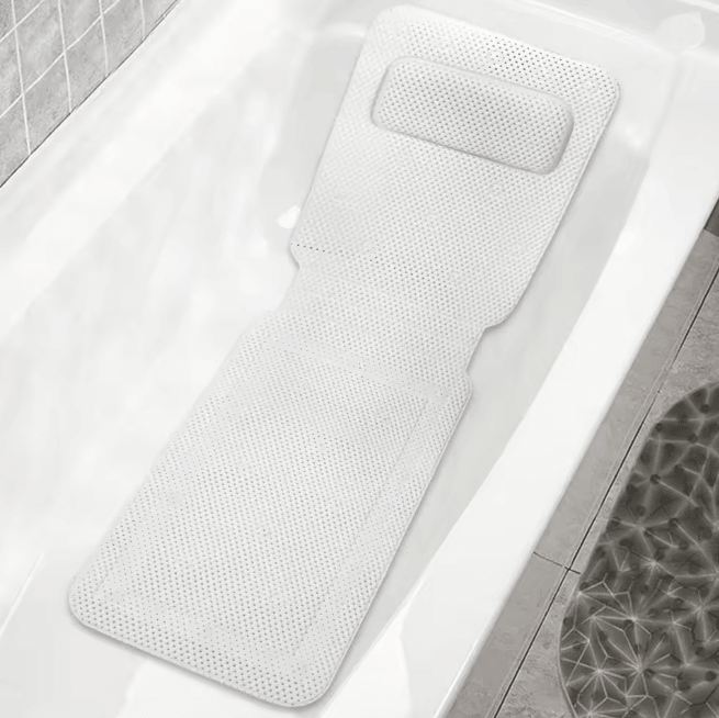 Extra Long Full Body Bath Mat Massage Cushion with Head and Neck Support
