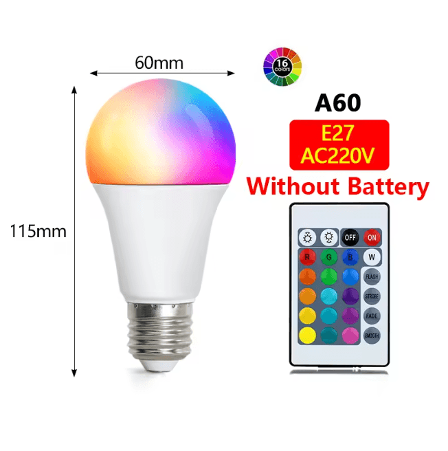 ColorAura RGB LED Light Bulb 16 Color Dimmable E27 Smart Bulb with Remote
