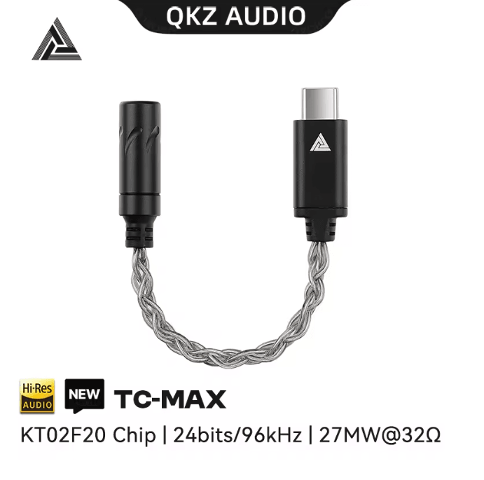 QKZ TC MAX Pro USB Type C to 3.5mm DAC Headphone Amplifier for HiFi Audio