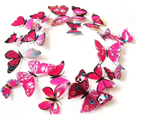 12PCS 3D Butterfly Wall Stickers Double Layer Decorative Wall Art Set