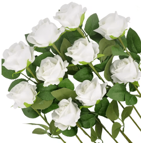Long Stem Artificial Silk Roses for Wedding Bouquet and Home Decor