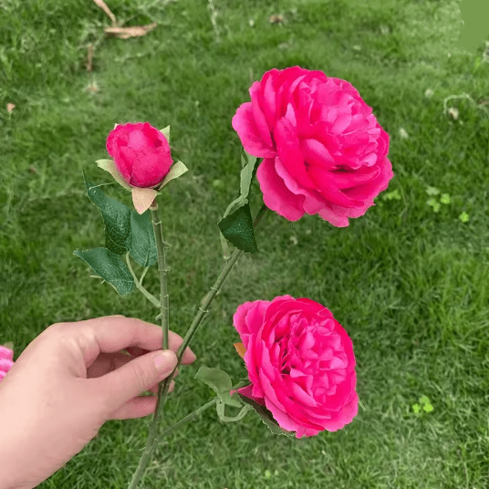 Hot Pink Artificial Rose and Hydrangea Wedding Floral Arrangement Set