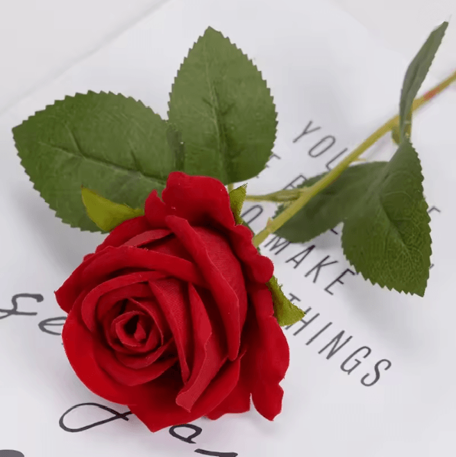 Long Stem Red Rose Artificial Flowers for Wedding and Home Decor