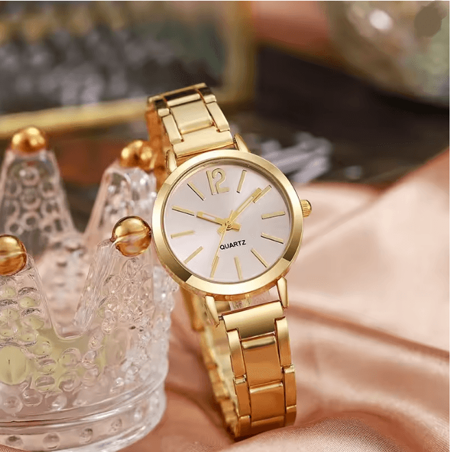 Luna Grace Stainless Steel Women Quartz Watch with Simple Circular Dial