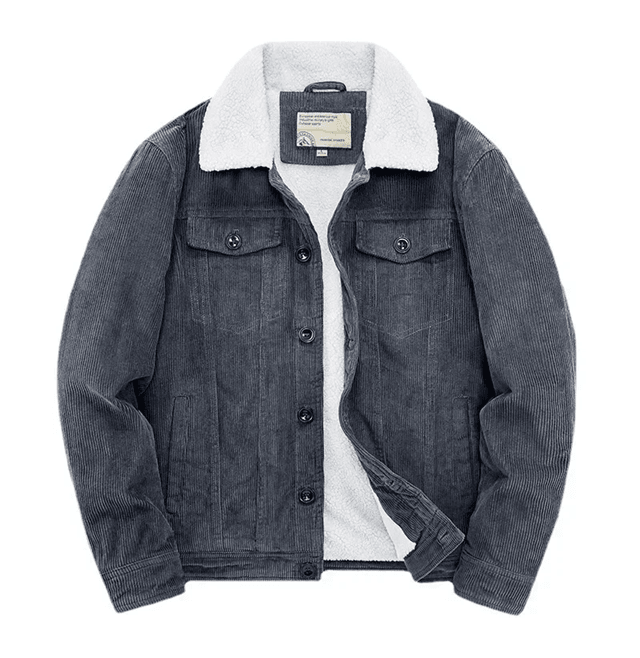 Mens Corduroy Padded Winter Jacket Fleece Lined Cotton Parka