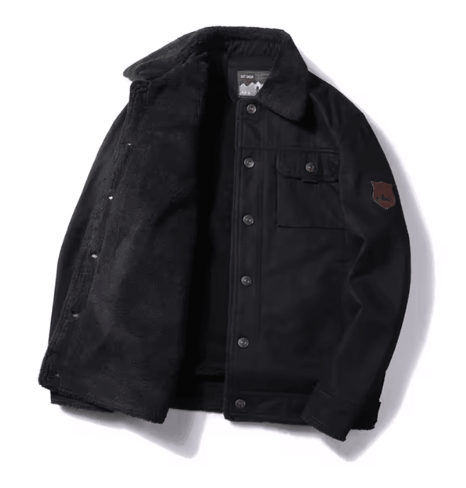 Mens Lamb Wool Jacket Thick Military Style Winter Coat Plus Size