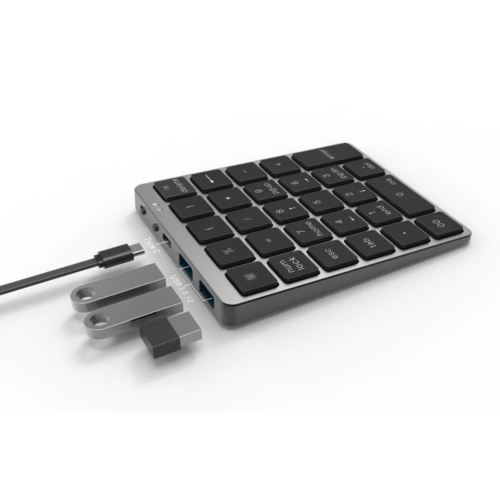 Aluminum Bluetooth Numeric Keypad with USB Hub for Laptop Ta | Inspire ...
