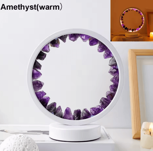 Amethyst Crystal LED Lamp Natural Gemstone Decorative Night Light