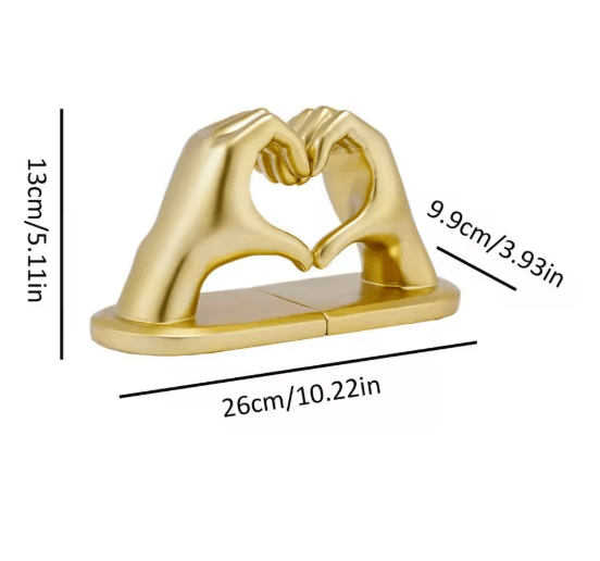 Gold Heart Hand Decorative Bookends Modern Metal Bookends for Bookshelf