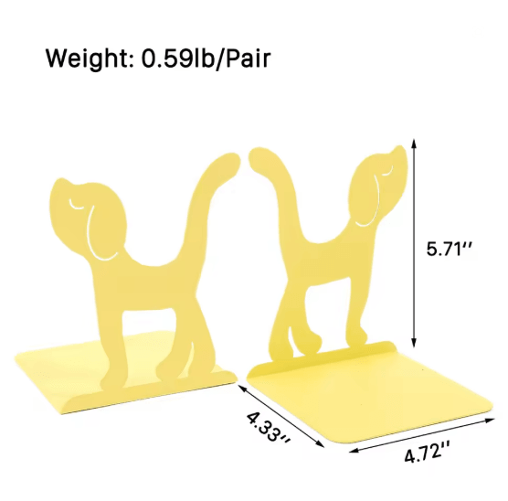 Cute Dog Metal Bookends Heavy Duty Decorative Bookends for Shelves