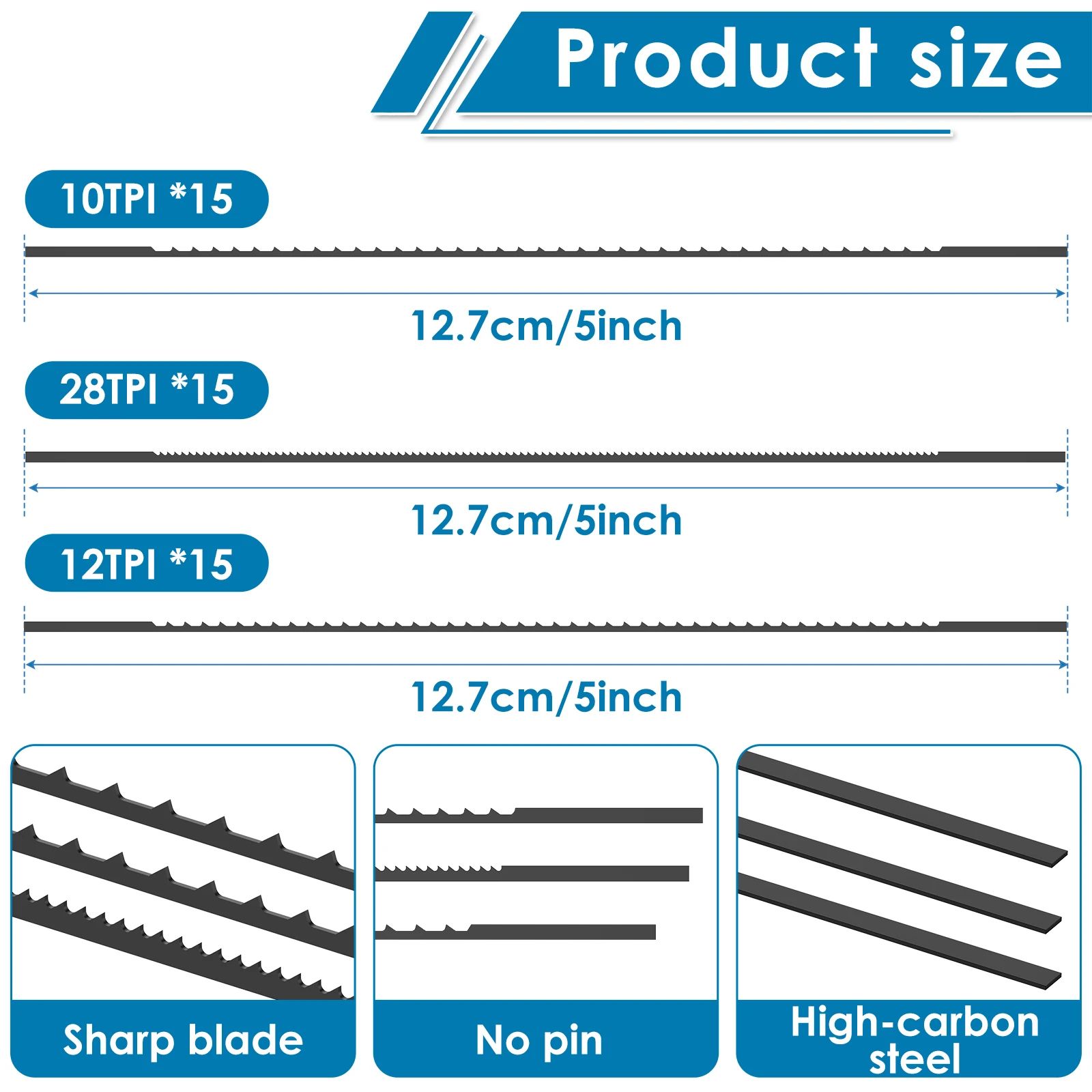 60 Piece Scroll Saw Blade Set 5 Inch Fine Cut Woodworking Blades for Precision Cutting