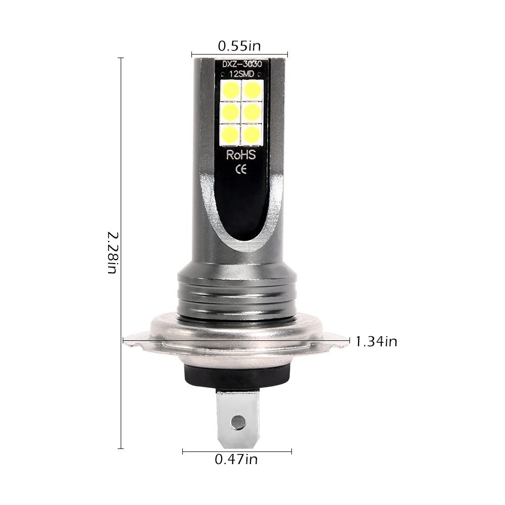 H7 LED Headlight Bulb 6000K Super Bright Fog Lights for Car Driving Visibility