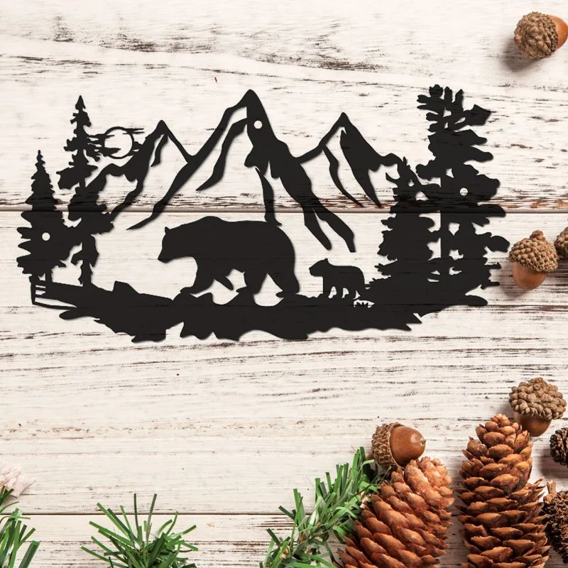 Rustic Bear Metal Wall Decor for Cabin Lodge and Nature Inspired Homes