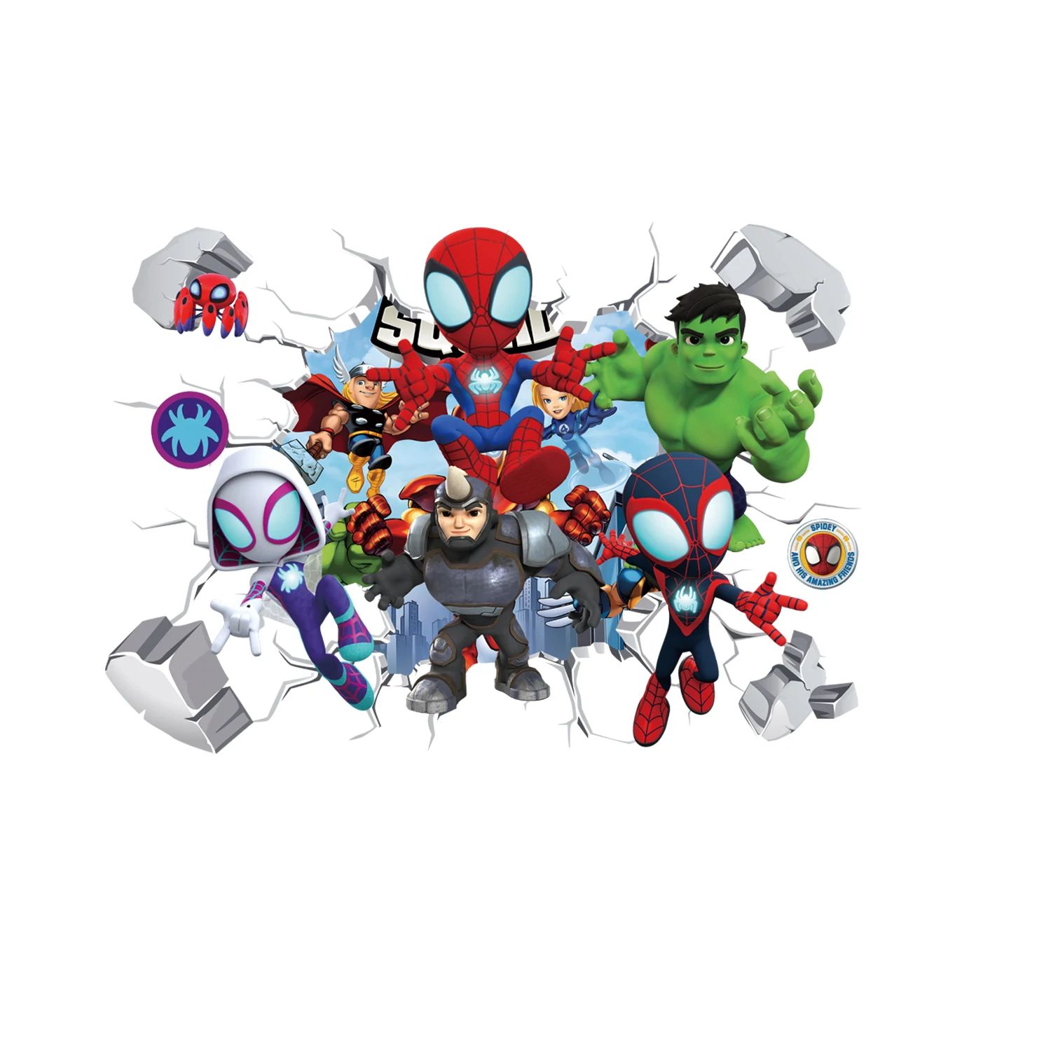 Superhero Wall Stickers for Kids Room Cartoon Wall Decal Decor