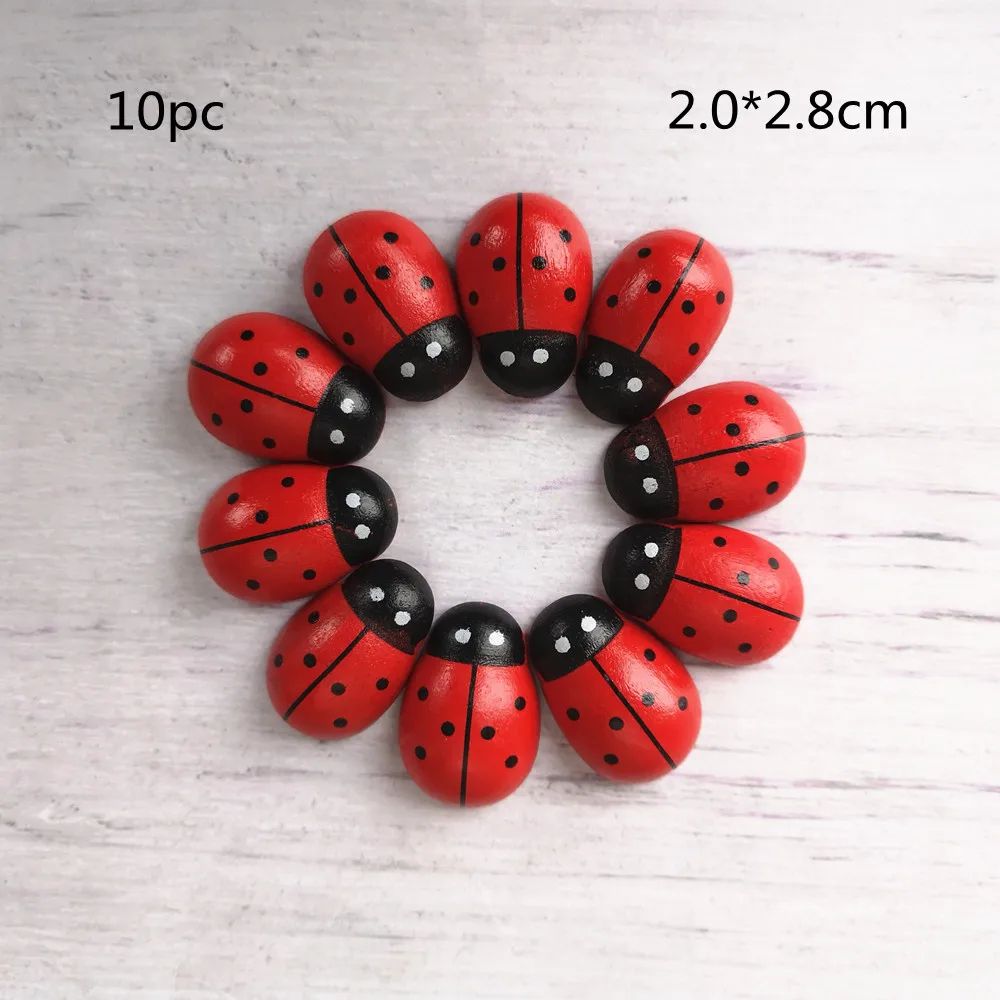 Wooden Ladybug Miniature Fairy Garden Decor DIY Craft Ornament
