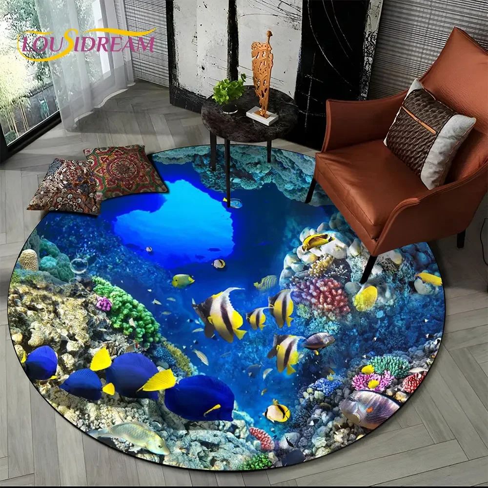 Ocean Dream 3D Dolphin Illusion Area Rug for Living Room Bedroom