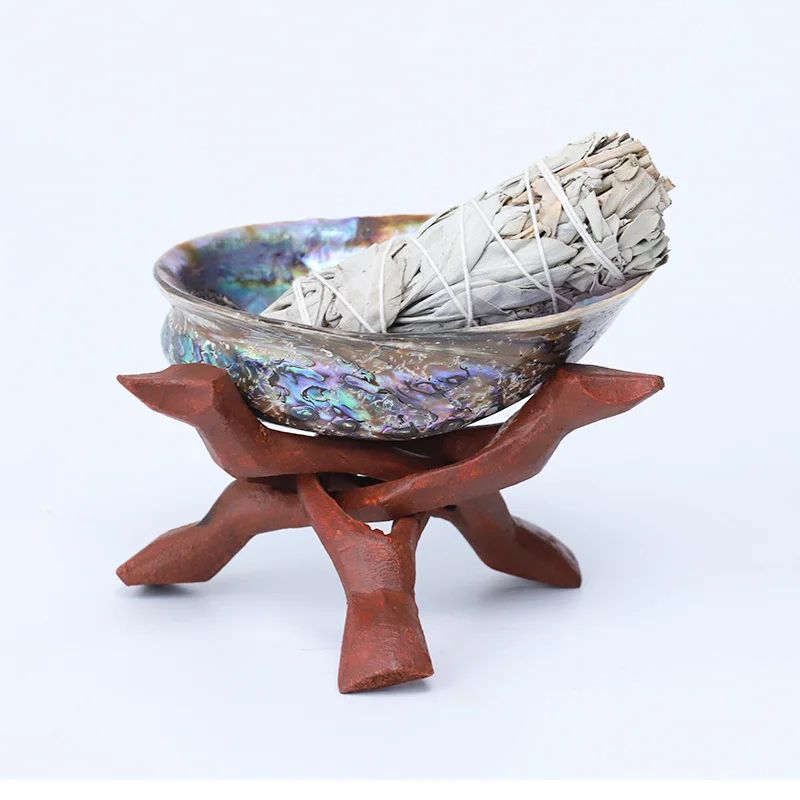 Paua Abalone Shell Smudge Kit Natural Sage Burning Bowl with Tripod Stand for Cleansing Rituals