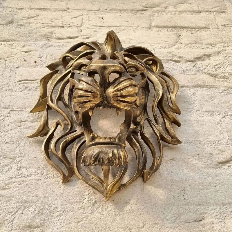 Golden Lion Head Wall Sculpture Luxury Resin Wall Decor