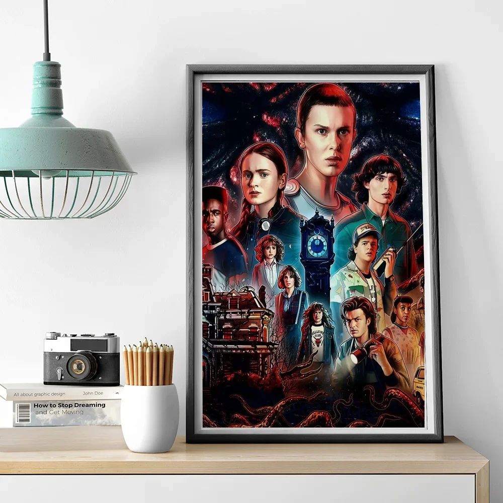 Stranger Things Canvas Wall Art Vintage TV Series Poster Decor for Room and Cafe