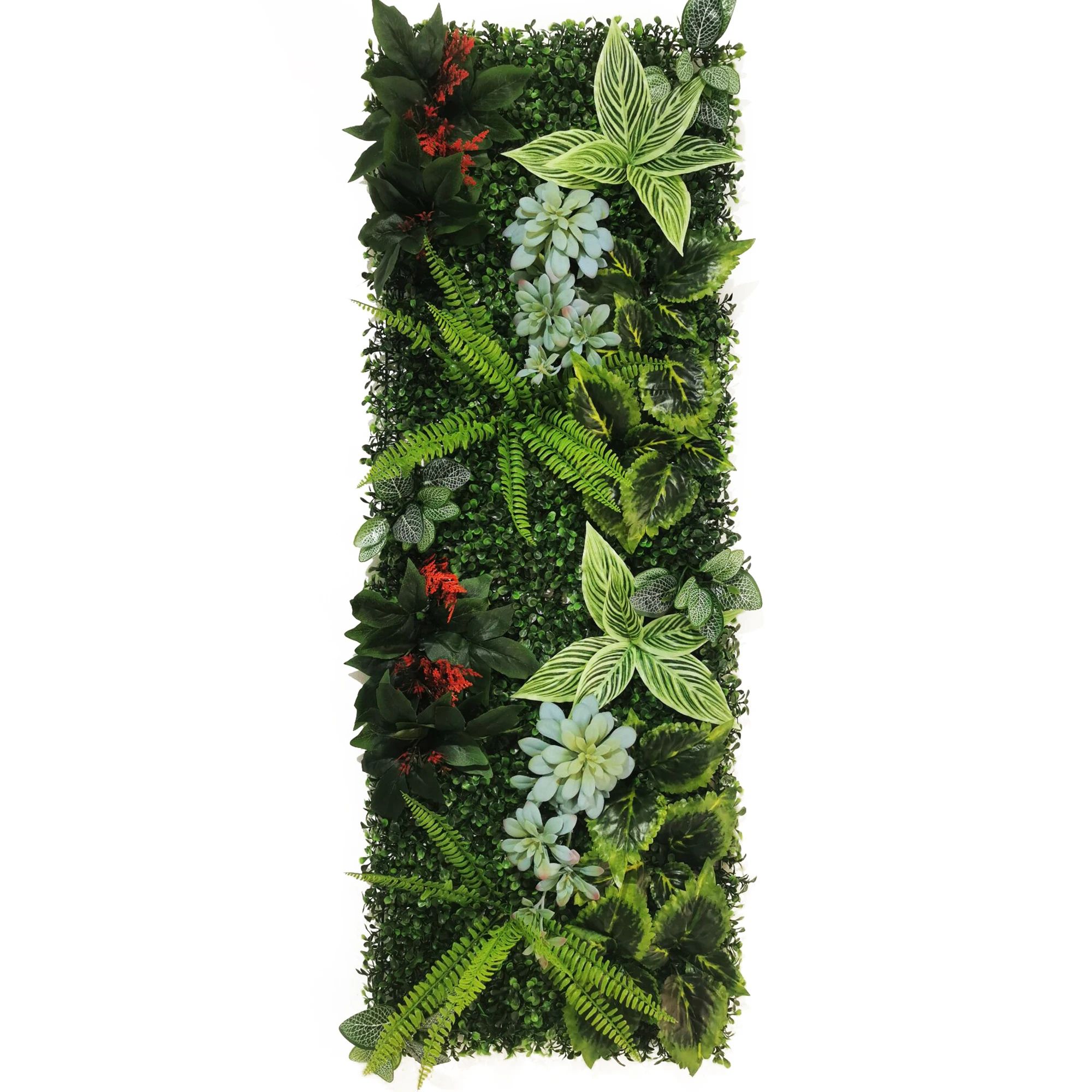 Artificial Grass Wall Panel with Rose Decor Greenery Wall Mat