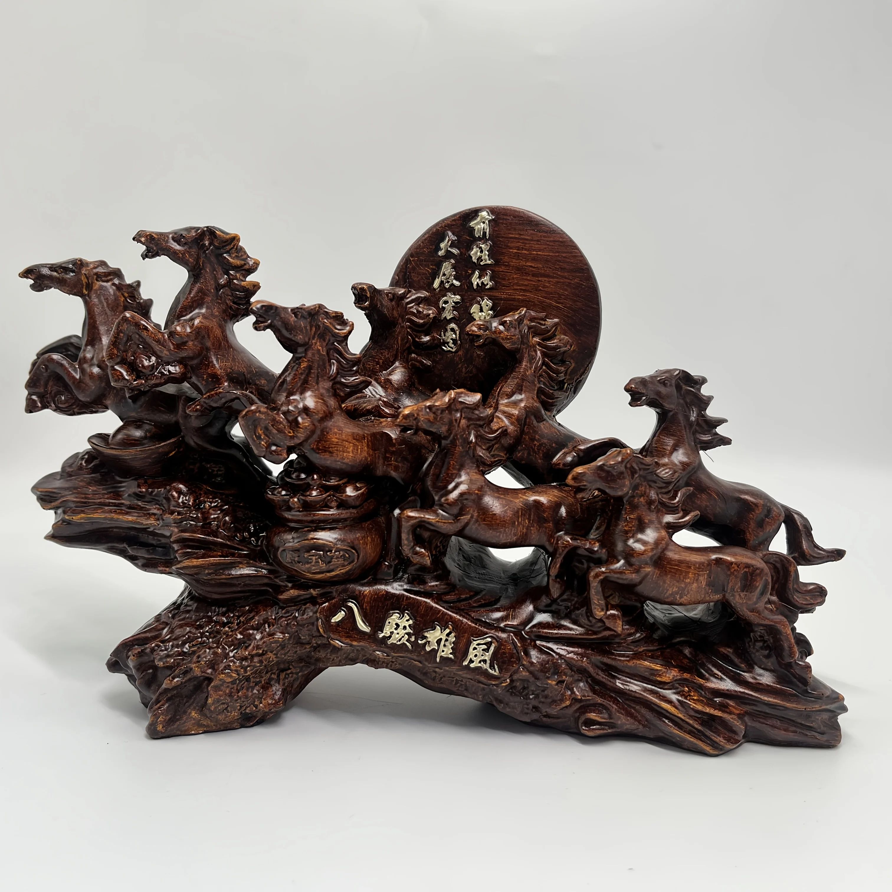 Eight Running Horses Feng Shui Decor Lucky Wealth Table Ornament