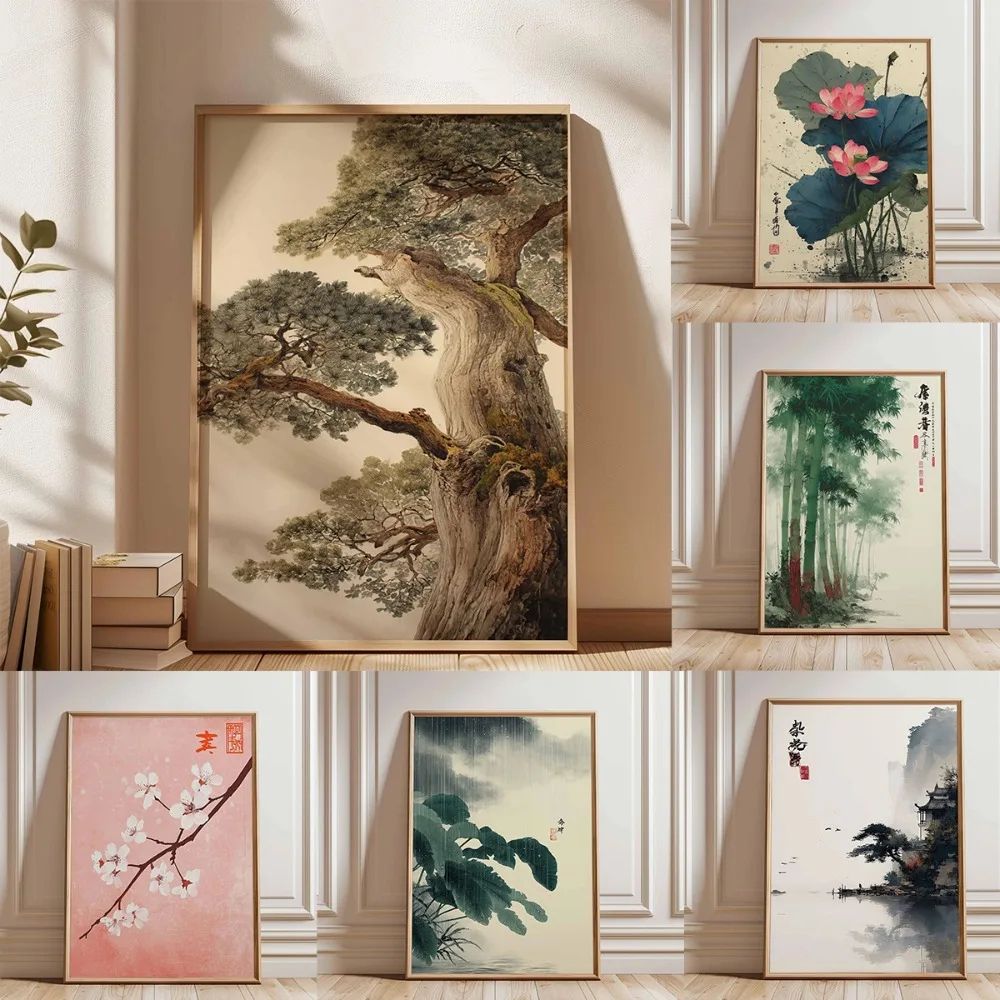Japanese Pine Tree Wall Art Zen Nature Canvas Calm Forest De | Inspire ...
