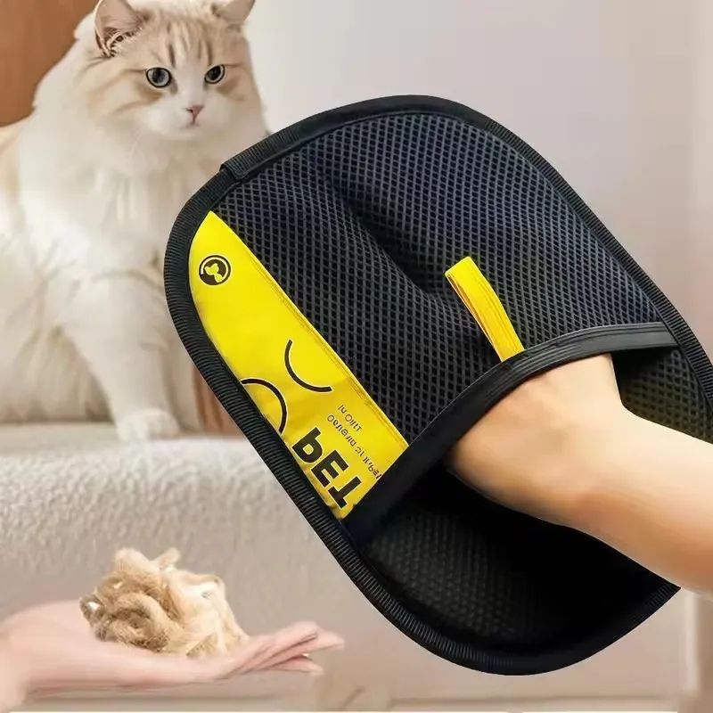 Reusable Pet Hair Remover Grooming Glove with Lint Roller