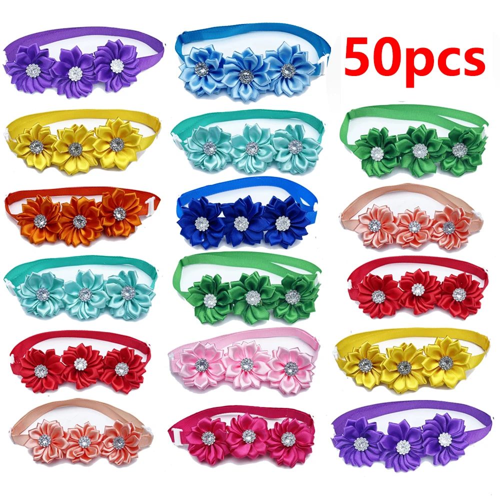 Luxury Dog Bow Tie And Flower Collar Accessories For Pets