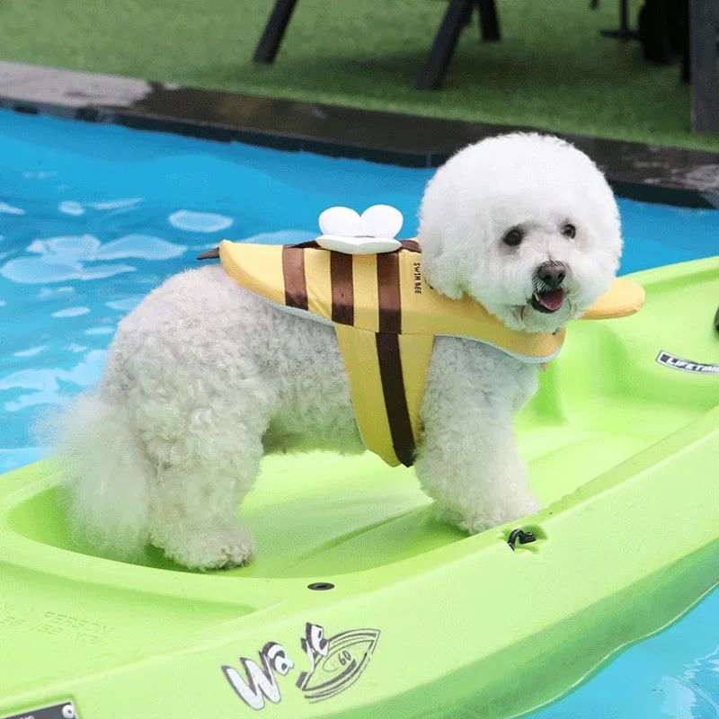 Little Bee Dog Life Jacket Waterproof Puppy Swim Vest Harness
