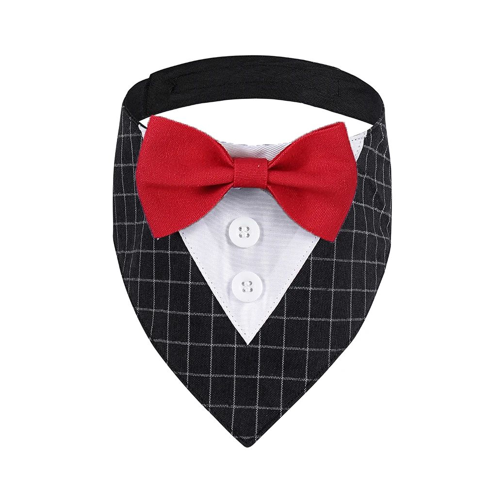 Sucado Wedding Tuxedo Dog Bandana Adjustable Pet Scarf for Parties and Events