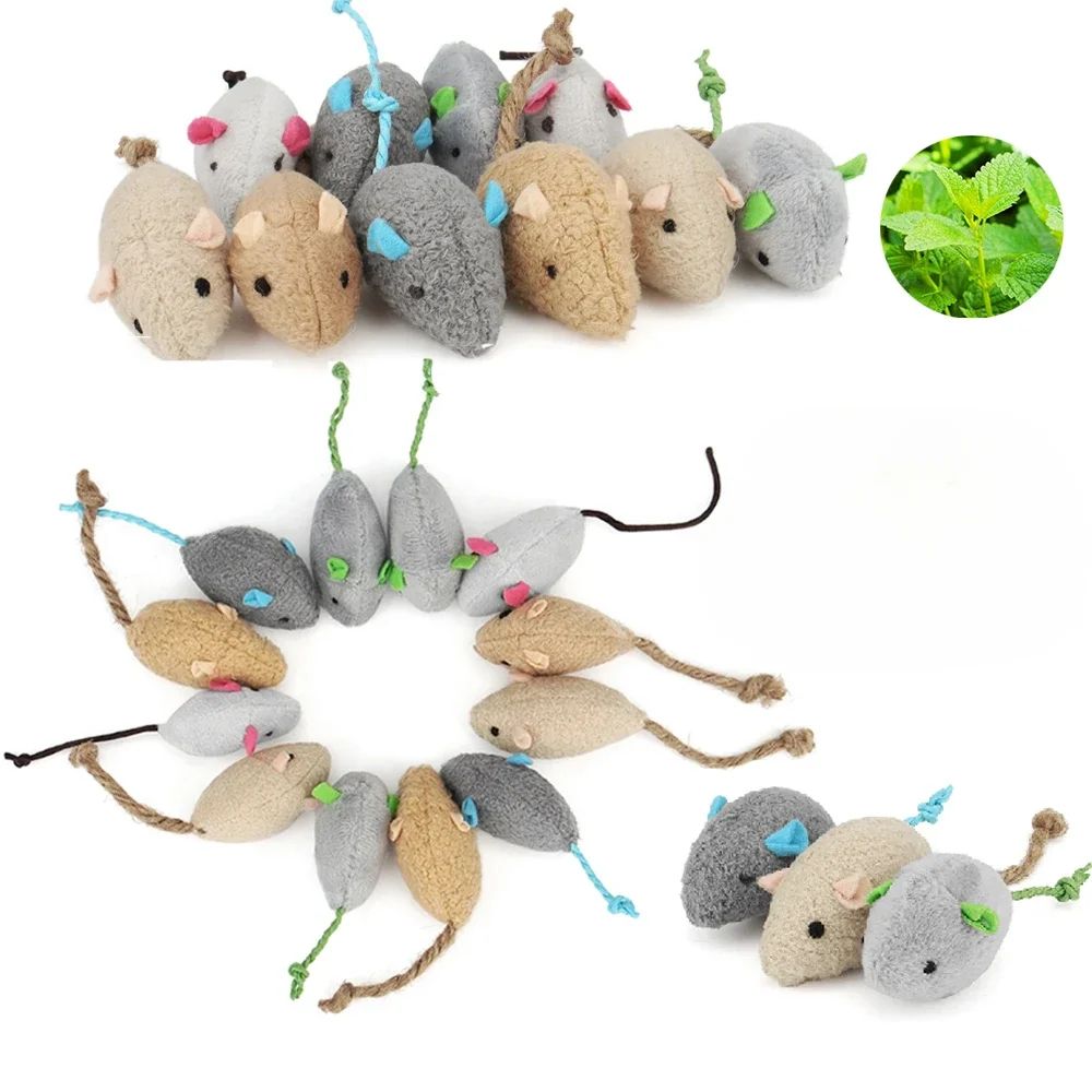 Rattle Cat Mouse Toys with Catnip Faux Fur Interactive Set