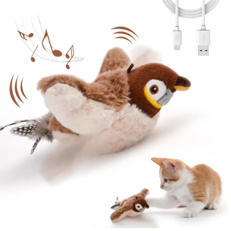 FlappyBird Interactive Cat Toy Plush Shaky Sparrow Toy
